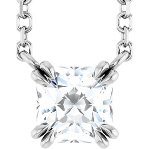 Platinum 1/2 CT Natural Diamond Solitaire 18" Necklace