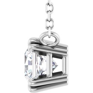 Sterling Silver 3/4 CT Natural Diamond Solitaire 18" Necklace