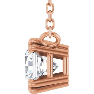 14K Rose Gold 3/4 CT Natural Diamond Solitaire 18" Necklace