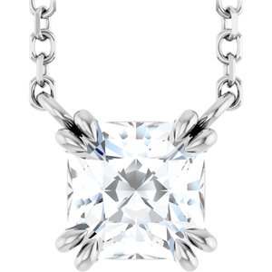 Sterling Silver 3/4 CT Natural Diamond Solitaire 18" Necklace