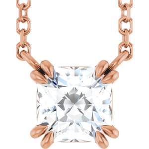 14K Rose Gold 3/4 CT Natural Diamond Solitaire 18" Necklace