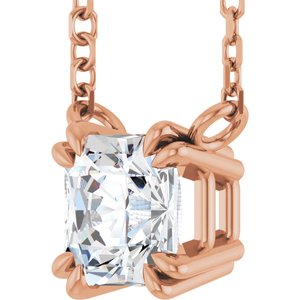 14K Rose Gold 3/4 CT Natural Diamond Solitaire 18" Necklace