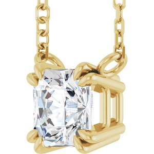 14K Yellow Gold 3/4 CT Natural Diamond Solitaire 18" Necklace