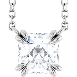 14K White Gold 1 CT Lab-Grown Diamond Solitaire 18" Necklace