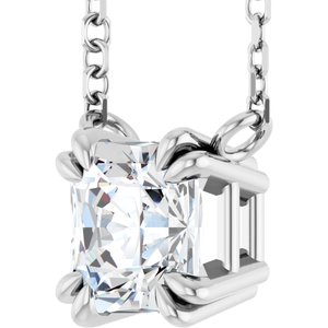 14K White Gold 1 CT Lab-Grown Diamond Solitaire 18" Necklace