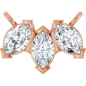 14K Rose Gold 5/8 CTW Natural Diamond Three-Stone Necklace Center