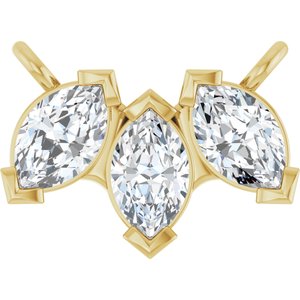14K Yellow Gold 5/8 CTW Natural Diamond Three-Stone Necklace Center