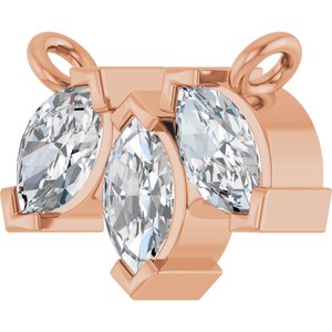 14K Rose Gold 5/8 CTW Natural Diamond Three-Stone Necklace Center