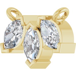 14K Yellow Gold 5/8 CTW Natural Diamond Three-Stone Necklace Center