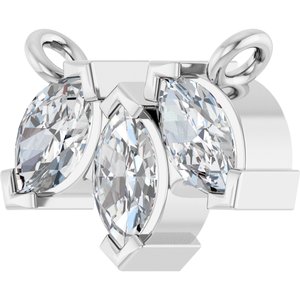 14K White Gold 5/8 CTW Natural Diamond Three-Stone Necklace Center