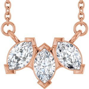 14K Rose Gold 5/8 CTW Natural Diamond Three-Stone 18" Necklace