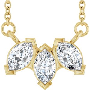 14K Yellow Gold 5/8 CTW Natural Diamond Three-Stone 18" Necklace