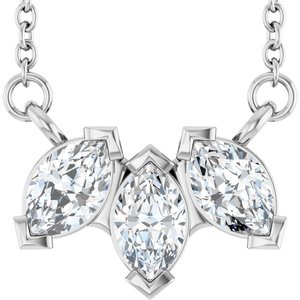 Sterling Silver 5/8 CTW Natural Diamond Three-Stone 18" Necklace