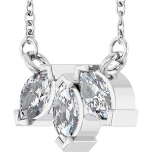 14K White Gold 5/8 CTW Lab-Grown Diamond Three-Stone 18" Necklace