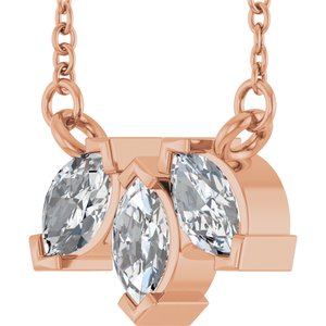 14K Rose Gold 5/8 CTW Lab-Grown Diamond Three-Stone 18" Necklace