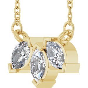 14K Yellow Gold 5/8 CTW Natural Diamond Three-Stone 18" Necklace