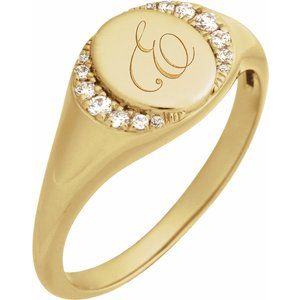 Engravable Accented Signet Ring