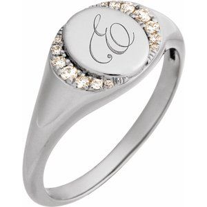 Engravable Accented Signet Ring