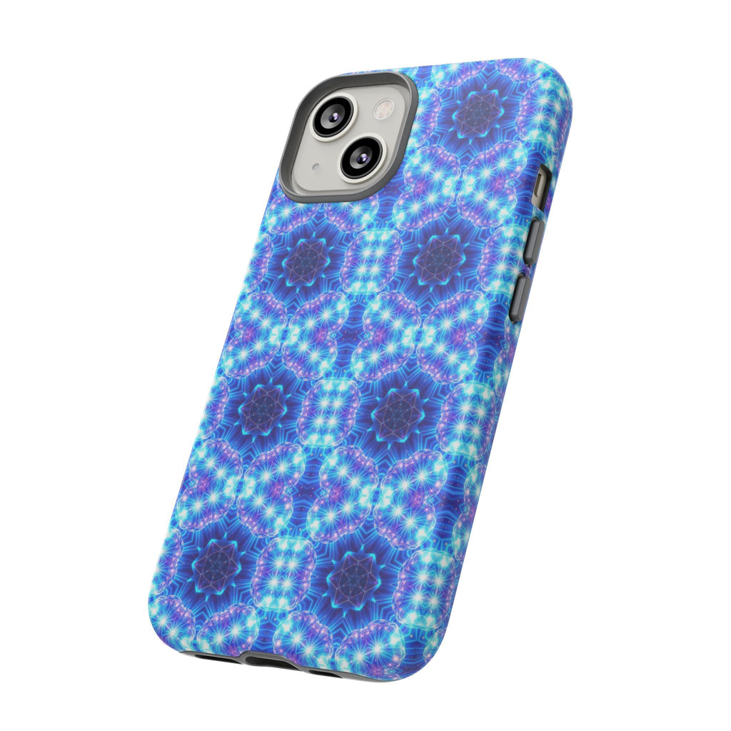 Blue Mandalas with Neon Lights Tough Phone Cases