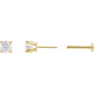 14K Yellow Gold Natural White Sapphire Earring