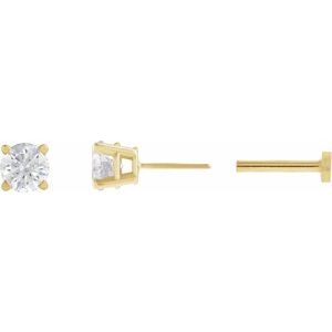 14K Yellow Gold 1/4 CT Natural Diamond Earring