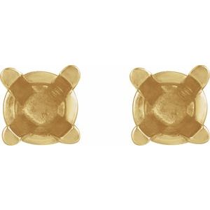 14K Yellow Gold 2.5 mm Round 4-Prong Lightweight Earring Mounting