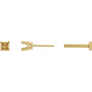 14K Yellow Gold 2.5 mm Round 4-Prong Lightweight Earring Mounting