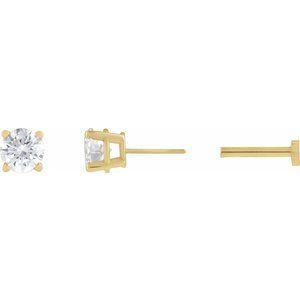 14K Yellow Gold Natural White Sapphire Earring