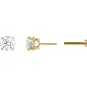 14K Yellow Gold Natural White Sapphire Earring