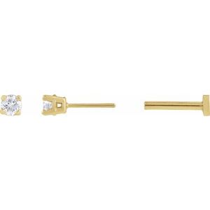 14K Yellow Gold Natural White Sapphire Earring
