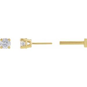 14K Yellow Gold Natural White Sapphire Earring