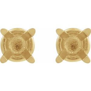 14K Yellow Gold 3.5 mm Round 4-Prong Lightweight Earring Mounting