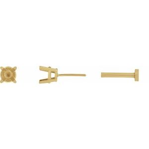 14K Yellow Gold 3.5 mm Round 4-Prong Lightweight Earring Mounting – image 2