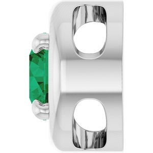 14K White Gold 5 mm Lab-Grown Emerald Solitaire Slide Pendant