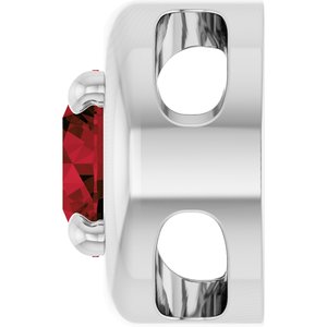 14K White Gold 5 mm Natural Mozambique Garnet Solitaire Slide Pendant