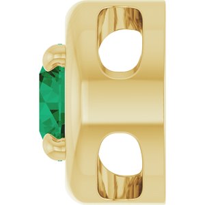 14K Yellow Gold 5 mm Lab-Grown Emerald Solitaire Slide Pendant