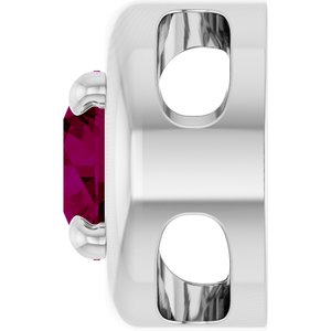 14K White Gold 5 mm Natural Rhodolite Garnet Solitaire Slide Pendant