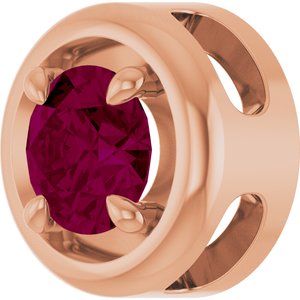 14K Rose Gold 5 mm Natural Rhodolite Garnet Solitaire Slide Pendant