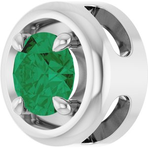 Sterling Silver 5 mm Lab-Grown Emerald Solitaire Slide Pendant