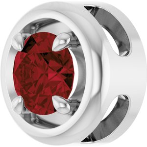 Platinum 5 mm Natural Mozambique Garnet Solitaire Slide Pendant