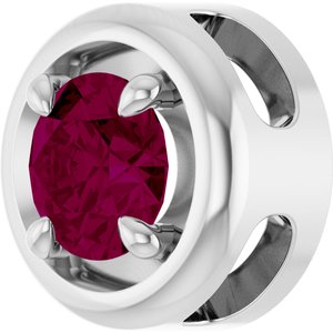 Sterling Silver 5 mm Natural Rhodolite Garnet Solitaire Slide Pendant