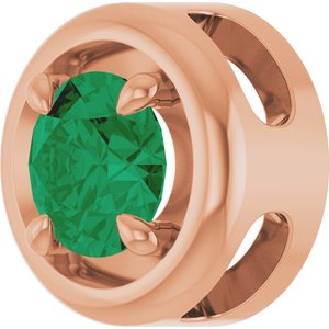 14K Rose Gold 5 mm Lab-Grown Emerald Solitaire Slide Pendant