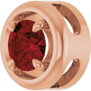 14K Rose Gold 5 mm Natural Mozambique Garnet Solitaire Slide Pendant
