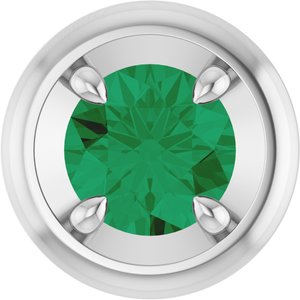 Platinum 5 mm Lab-Grown Emerald Solitaire Slide Pendant