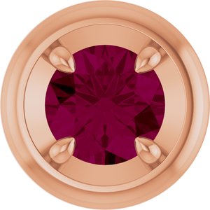 14K Rose Gold 5 mm Natural Rhodolite Garnet Solitaire Slide Pendant