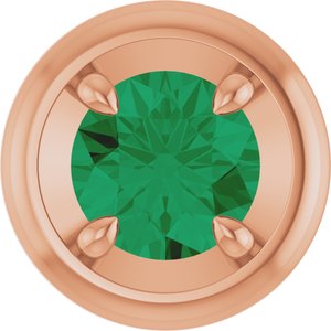 14K Rose Gold 5 mm Lab-Grown Emerald Solitaire Slide Pendant