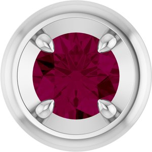 14K White Gold 5 mm Natural Rhodolite Garnet Solitaire Slide Pendant
