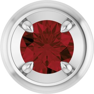 Sterling Silver 5 mm Natural Mozambique Garnet Solitaire Slide Pendant