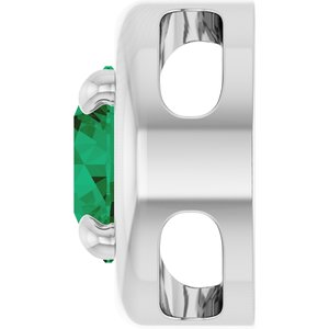 Sterling Silver 7 mm Lab-Grown Emerald Solitaire Slide Pendant
