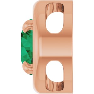 14K Rose Gold 7 mm Lab-Grown Emerald Solitaire Slide Pendant